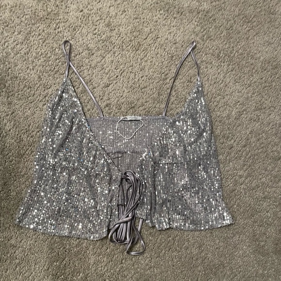 Zara sequin crop top sz M - Picture 1 of 3